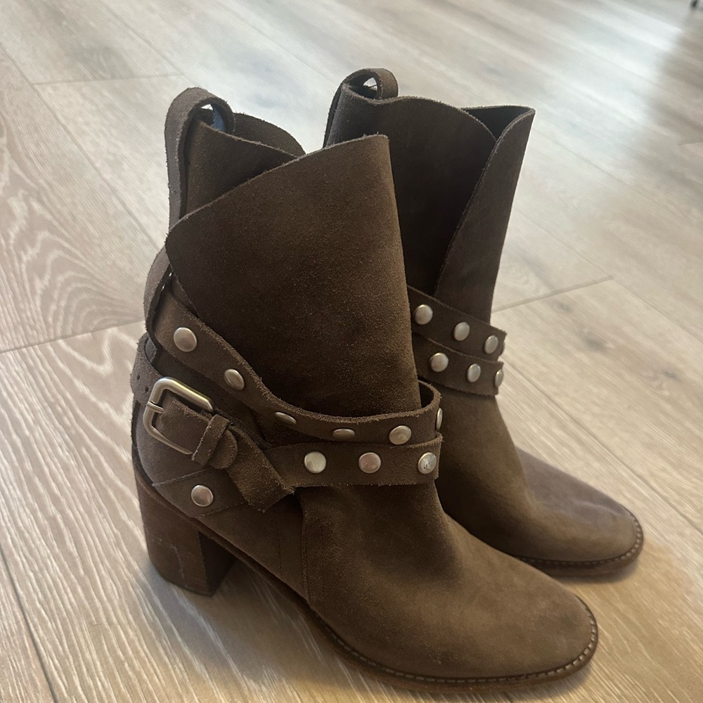 See By Chloe Brown Suede Studded Ankle Boots